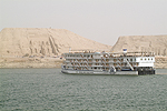 Lake Nasser cruiseboat with Abu Simbel temples