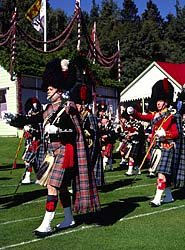 Pipebands at Braemar Games on Royal Deeside