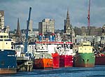 Telephoto photograph of Harbour and Aberdeen Centre from Pocra Quay