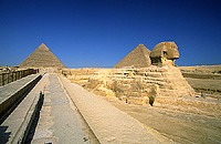 Ultra wide angle photograph of Giza Pyramids from The Sphinx