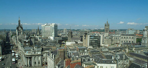 Panorama photo of Aberdeen City from Citadel Tower looking West